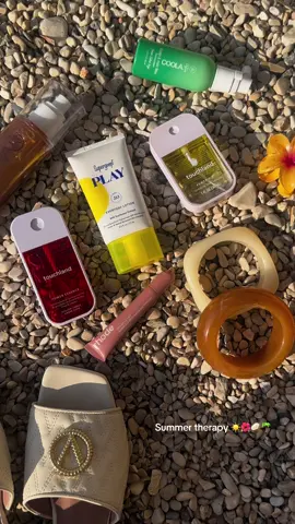 Daily essentials ☀️🕶️ @Kopari Beauty Golden Amber Sun Shield Body Glow Sunscreen SPF 30 @Supergoop PLAY Everyday Lotion SPF 50 with Sunflower Extract PA+ @touchland Golden Amber Body & Hair Fragrance Mist , Vanilla Blossom Hand Sanitizer @COOLA Scalp & Hair Mist Organic Sunscreen SPF 30 @Emi Jay Midi Super Bloom in Starfruit #summeressentials #spf50 #rhode #summervibes #spf50sunscreen #supergoop #coola #koparibeauty #touchland #moveyourmood #emijay #rhodeliptreatment #fyp 