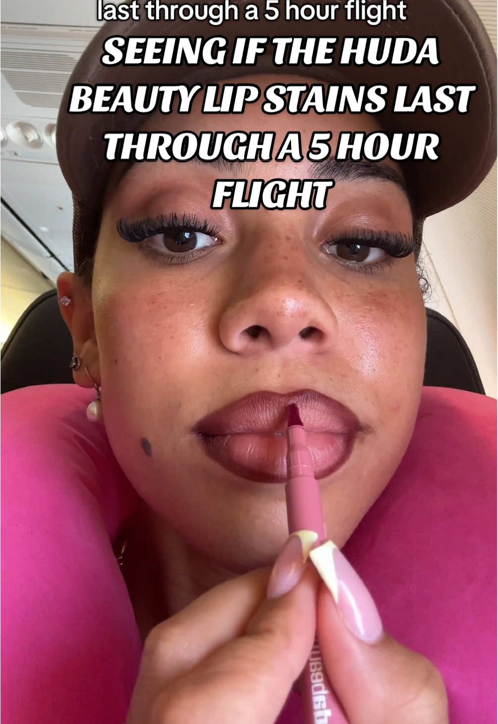 Replying to @clara she wasn’t lying…wow @Huda Beauty using shade warm brown and rosewood ❤️ #lipstain #lipcombo #hudabeautylipstain #meganodoch 