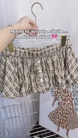 Chân váy cạp trễ kẻ caro xinh 🤎 #setkecaro #vaykecaro #chanvay #chanvaycaptre #chanvaybi 