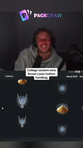 College student wins brown Louis Vuitton hand bag #kickstreaming 