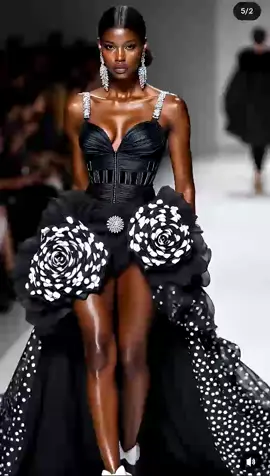 Classic meets couture. This black and white polka dot stunner is giving timeless glamour with a playful twist — elegance redefined for the modern muse. 🖤⚪️✨ Hashtags: #PolkaDotPerfection #RunwayElegance #BlackAndWhiteChic #TimelessStyle #ModernVintageVibes #DarkSkinBeauty #HighFashionLook #CoutureMoments #AmourLuxeRunway #BoldAndFeminine #RetroGlamReborn#aifashiondesigner #fyp#fyppppppppppppppppppppppp 