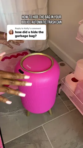 Replying to @Kelly  I got you, this is how you hide the trash bag in your automatic trash can, this trash can is a must have💕#trashcan #pukomc #automatictrashcan #smartinductiontrashcan #bathroomaccessories  #howto