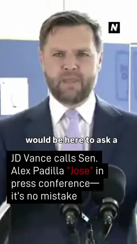 JD Vance bungled Sen. Alex Padilla’s name during a press conference in Los Angeles—calling him “Jose” instead of Alex—after the Senator was forcefully removed and  handcuffed while attempting to question Department of Homeland Security Secretary Kristi Noem. This wasn’t just a simple mistake. Critics say calling the first Latino senator from California “Jose” was intentional. Particularly in the context of Padilla being physically silenced for asking questions, the misnaming feels less like a mistake and more like a message.