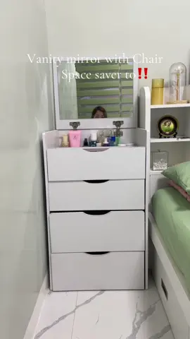 My dream vanity mirror#dressingtable #makeuptable #vanity #vanitymirror #vanitymirrorwithchair #spacesavervanitymirror #minivanitymirror 