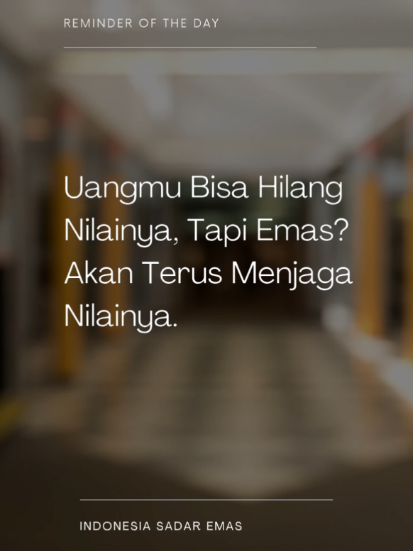 Dunia terus berubah… Harga barang naik, nilai uang menurun, krisis datang tak terduga. Di tengah semua itu, kamu butuh satu hal yang bisa dipegang. 💛 Itulah kenapa emas tetap jadi pilihan dari dulu sampai sekarang. 📌 Tahan inflasi 📌 Mudah dicairkan 📌 Bisa diwariskan Bukan soal kaya, tapi soal siap. #emasbatangan #edukasi #edukasiemas #emasasli #antam #investasiemas 
