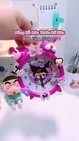 Đồng hồ báo thức để bàn kèm sticker. Nhiều màu với nhiều hoạt hình dễ thương, món quà dành cho bé yêu 🩷 #dongho #donghobaothucdeban #donghodeban #donghochobe #donghotrangtri #kuromi #viral #viralvideo #review 