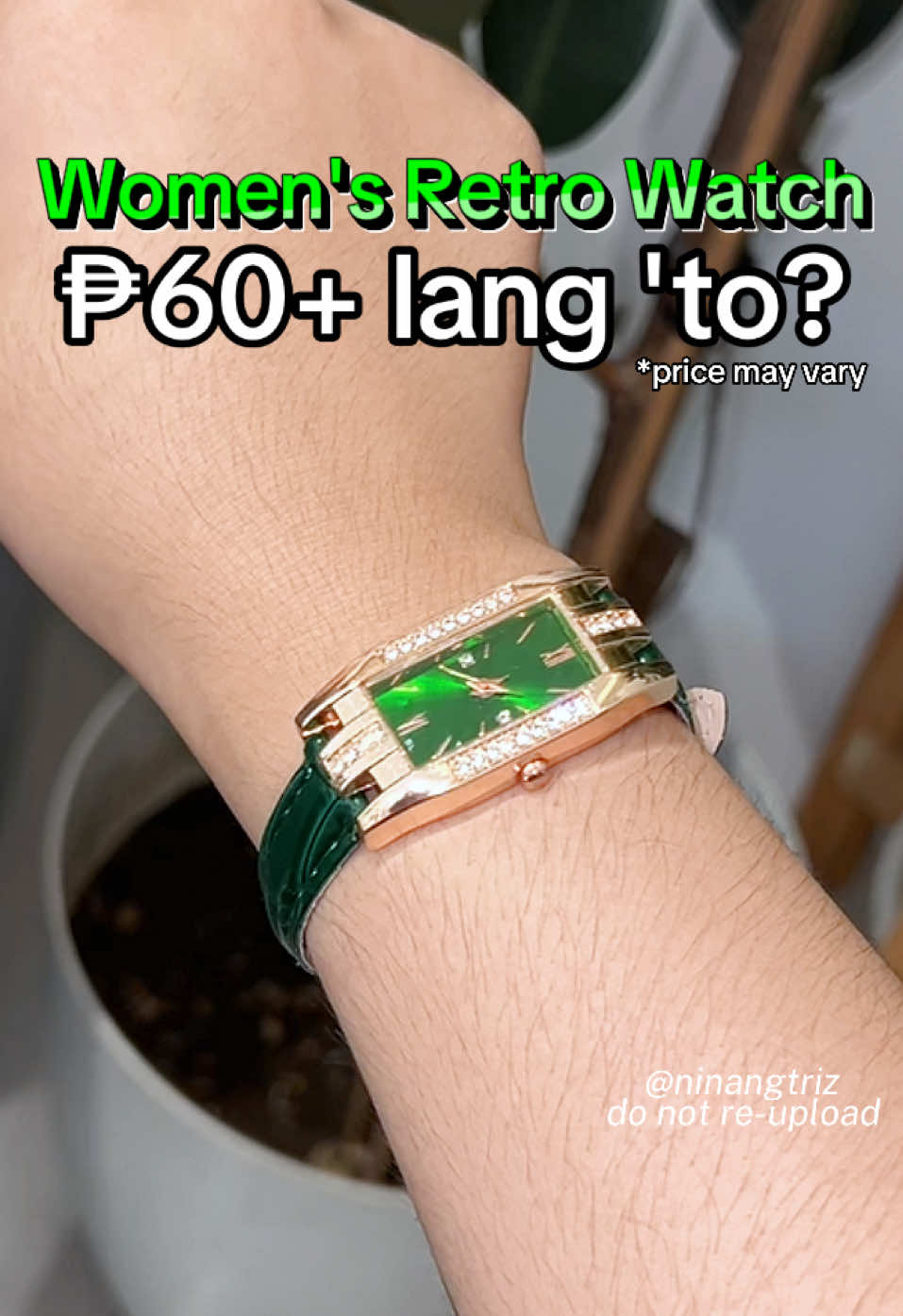 ₱60+ lang 'tong women's retro watch na 'to? Grabe iba yung ganda ng emerald green na color ha! 🥰 price may vary until promotion ends! 🥳 #womenswatch #watchforwomen #squarewatch #relo #watch #emeraldgreen #retrowatch #vintagewatch 