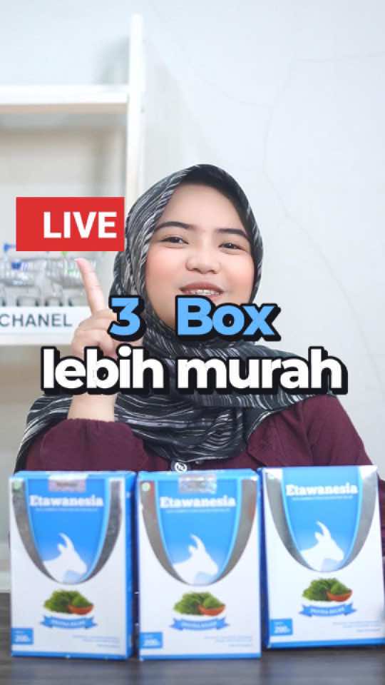 Jangan lupa join live Etawanesia di Tiktokshop Etawanesia Official, dapein harga lebih murah! Jangan lupa Checkout yang 3 box biar lebih hemat ‼️🤗 #viral #fyp #etawanesia #etawabiru #susuetawanesia #menjagadanmemulihkan #5xlebihefektif #etawanesiaramuanpanjangumur