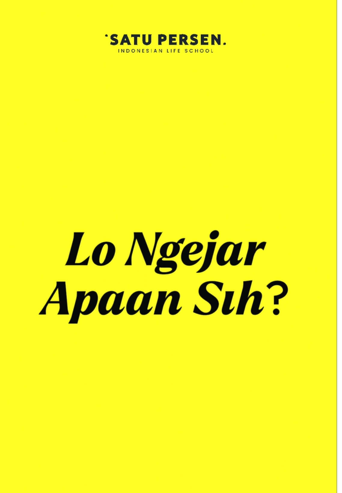 Ngerasa hidup lo jalan di tempat, padahal udah usaha? Belajar sana-sini, nonton video self-development, tapi hasilnya ya gitu-gitu aja? Lo bukan kurang usaha. Bukan juga karena lo nggak pinter. Lo cuma belum punya ARAH yang jelas. Belum punya sistem yang bantu lo jalan konsisten. Steve Jobs & George Bernard Shaw pernah bilang: Dunia ini diubah sama orang-orang yang dianggap “gila”. Mereka yang berani beda, ambil risiko, dan punya mimpi yang nggak semua orang berani kejar. Mungkin lo juga butuh mulai hidup dengan cara yang G.I.L.A. Penasaran penjelasan lengkapnya? Yuk tonton video lengkapnya di YouTube Satu Persen. Klik link bit.ly/ysp-konsep-gila #JadiGILA #GoalSetting #SelfGrowth #Motivasi #FrameworkGILA #PengembanganDiri #SatuPersen #Produktif #Mindset #HidupSeutuhnya #TujuanHidup 