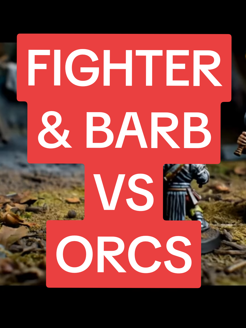 Fighter and Barbarian vs Orcs #ai #veo3 #dnd #dungeons #dragons 