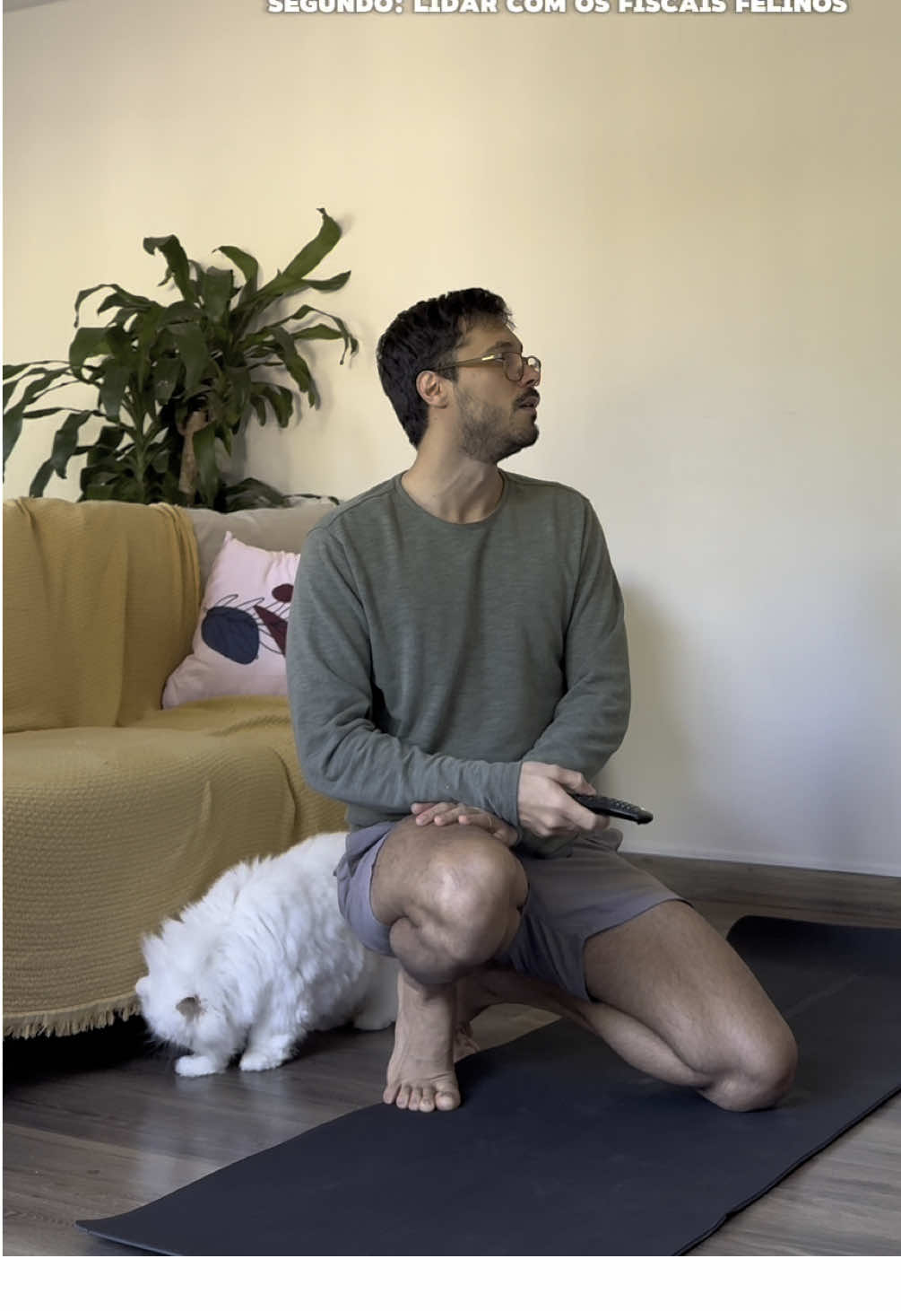 Só queria fazer yoga. Ganhei uma inspeção felina gratuita. #gatoterapia #yoga 