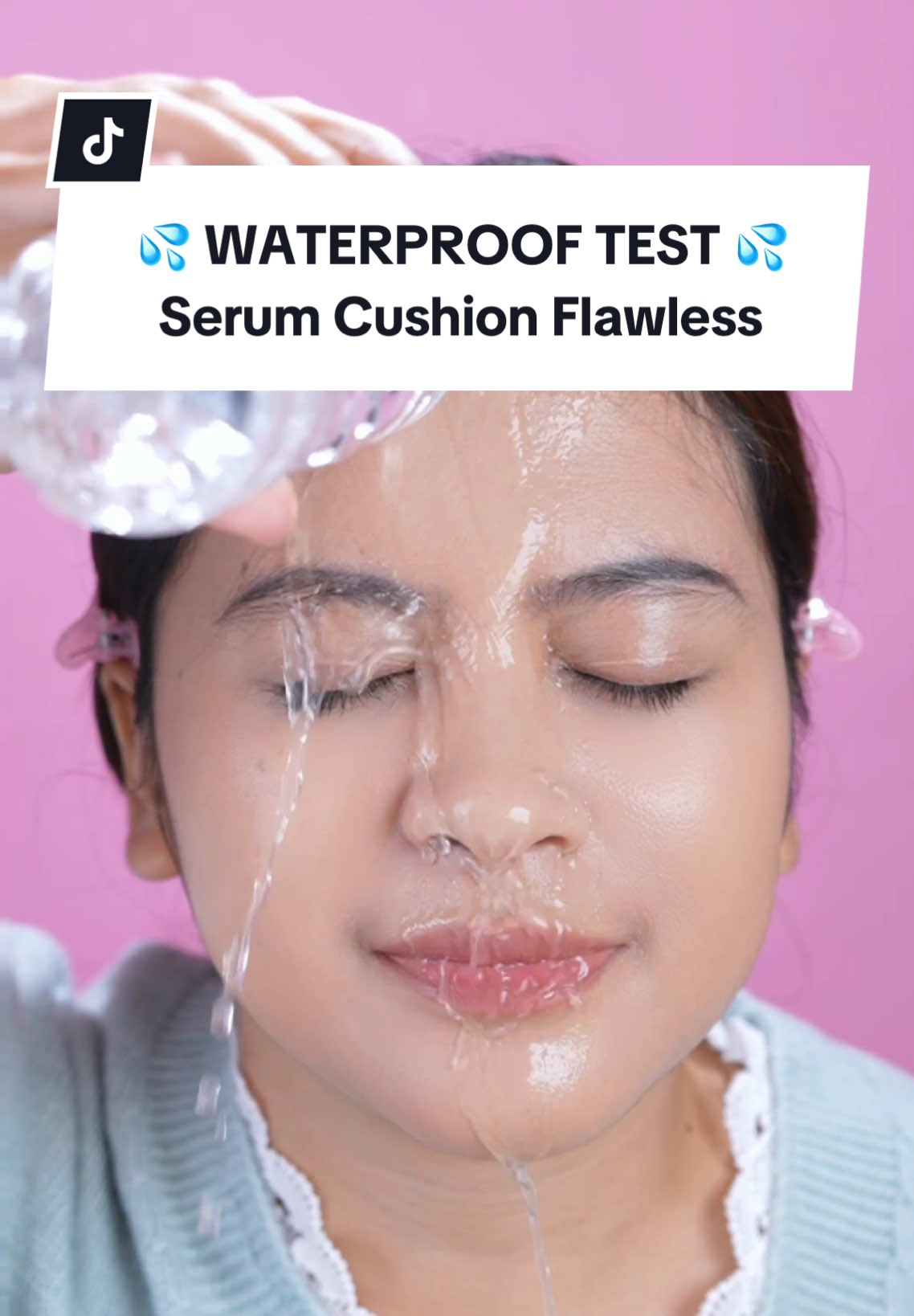 Jelas approved yaa anti luntur meski diguyur 💦 yang udah cobain Serum Cushion Flawless mana suaranyaa?? 😍💖 #Hanasui #SerumCushionFlawless