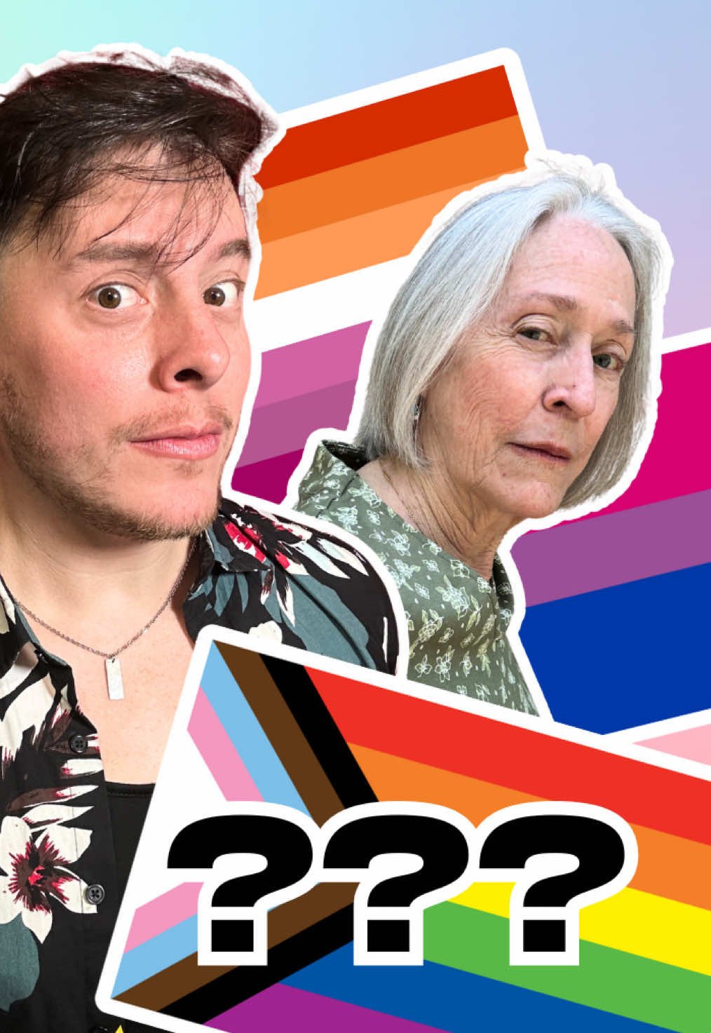 NEW VIDEO: “What Do the Straights Know About Pride?”🏳️‍🌈 (Link to full video up in my bio! ☝️) Thank you to my mom for letting me put her through this… #quiz #mom #lgbtq #straight #comedy #relatable #flag #game #lgbt
