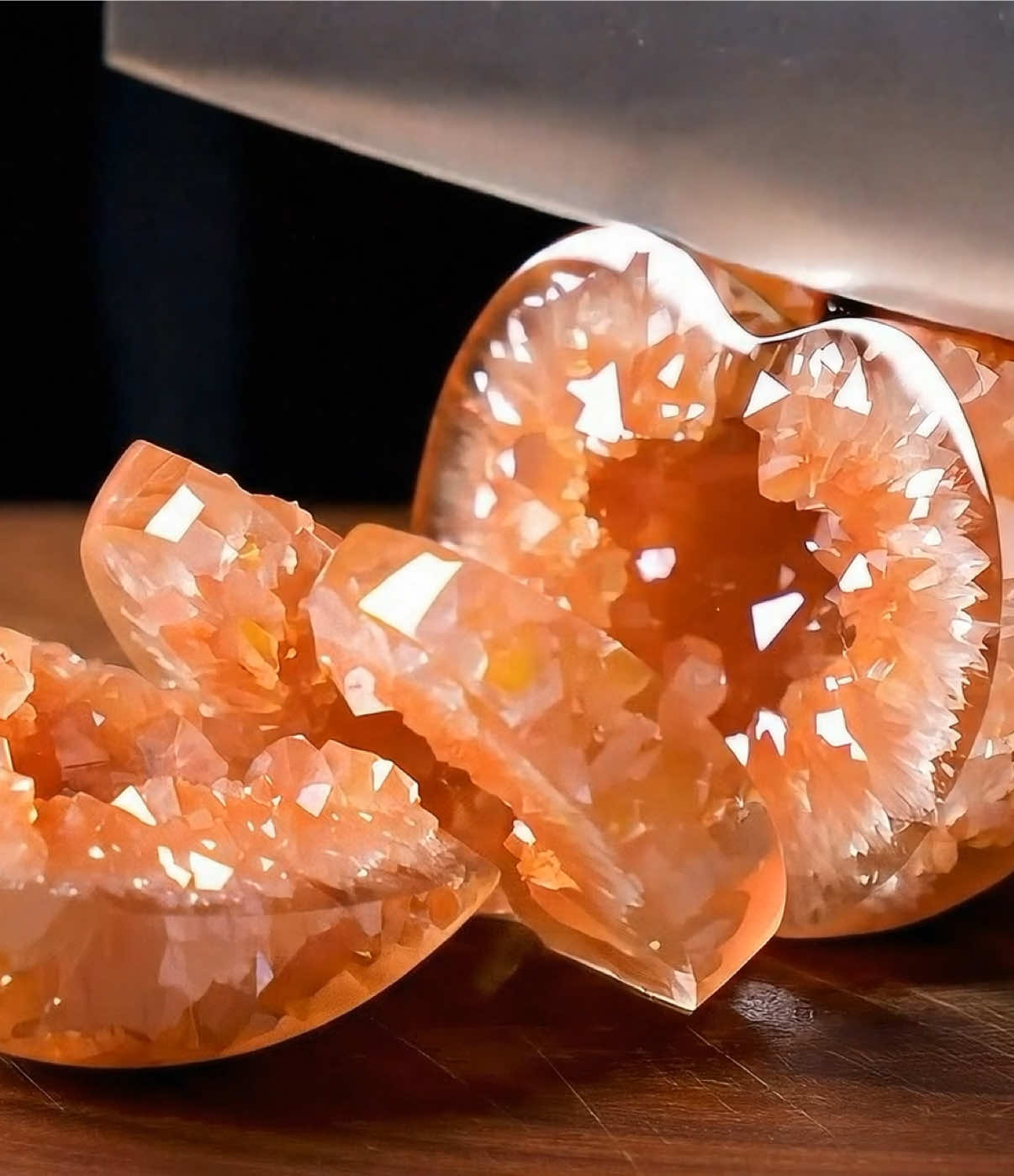 Crystallized Glass Fruit Slicing ASMR 🍑 🥥 🍇  #ai #asmr #asmrsounds #fruit #satisfying 