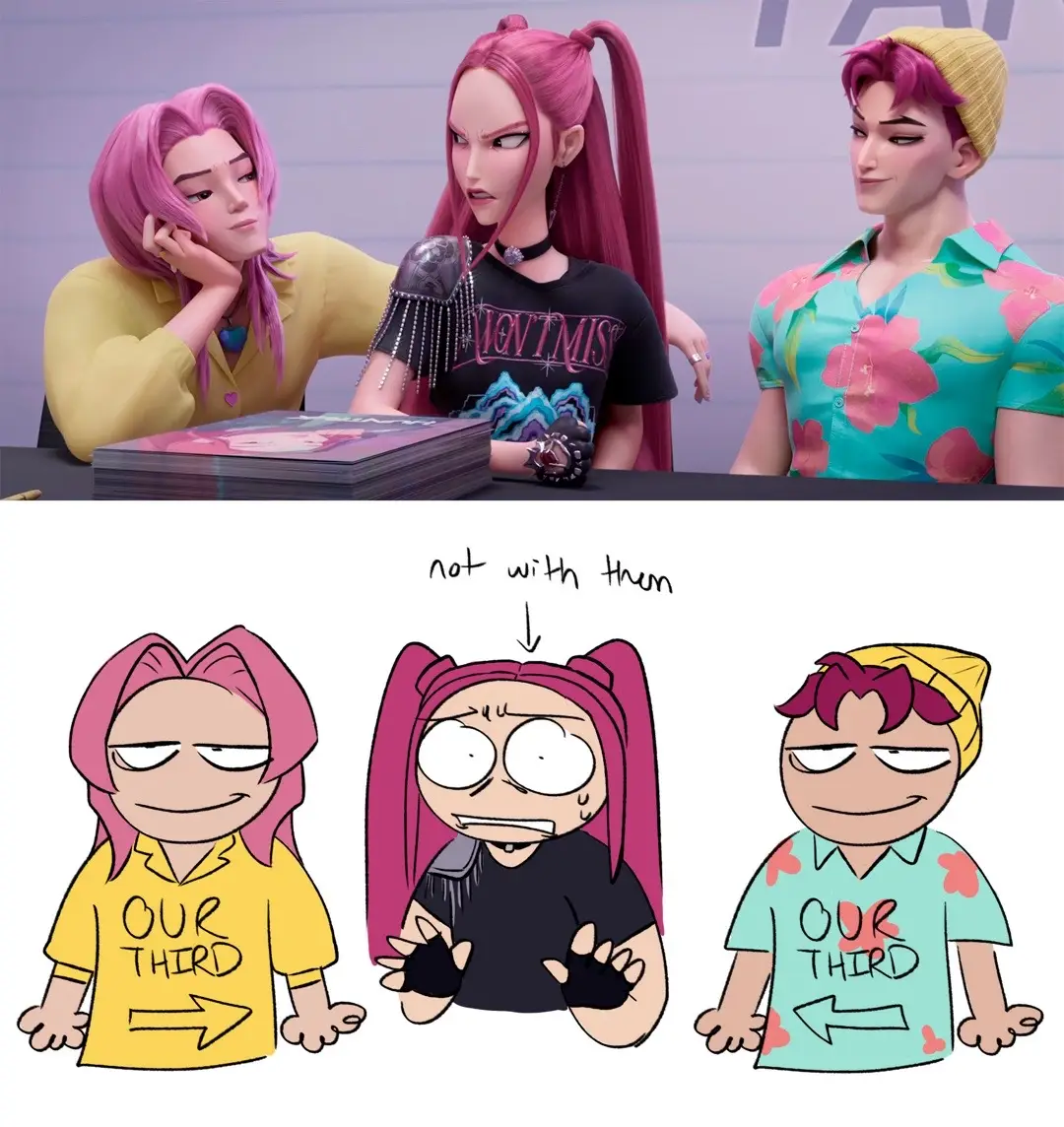 This scene reminded me of this meme and I did a quick redraw. I don’t usually make posts here with just memes but eh, I’ll do a proper fanart later. The movie is Kpop Demon Hunters, I really enjoyed it #kpopdemonhunters #mira #KDH #netflix #netflixmovies #fyp #foryoupage #sajaboys 