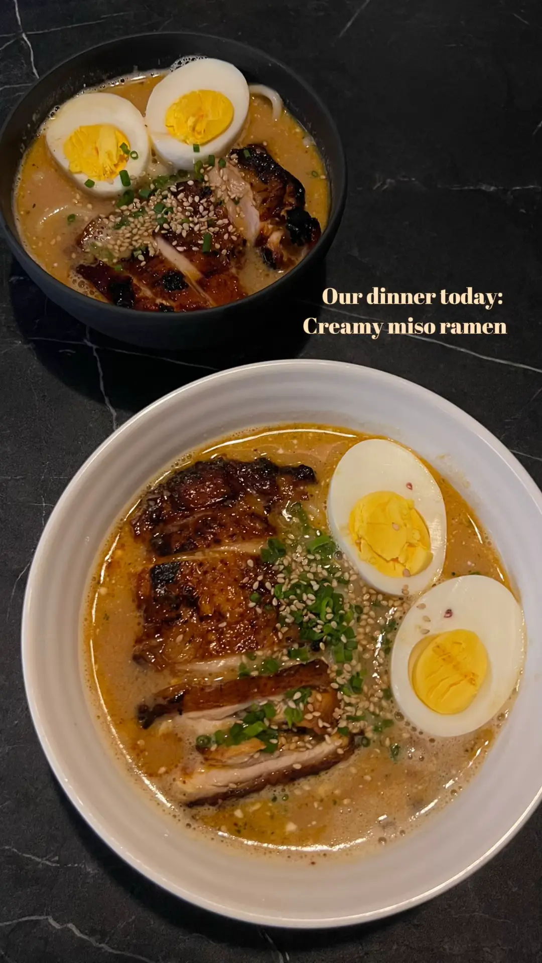 Recipe: Chicken marinate:  - Chicken thighs/breast 250g - Gochujang 1tbsp - Soy sauce 1tbsp - eyeball a squeeze of honey (more if you want it sweet) Soup base:  - 3 cloves of garlic + 1/4 of an onion - Chilli oil 1tbsp - Grated ginger 1tsp - Miso paste 2 tbsp - Creamy peanut butter 3tbsp - Coconut cream 2tbsp - Vege stock 1.5L —— 1. Combine all the ingredients for marination finely, then add chicken or any protein of your choice tbh. Let it sit for 10-15mn if you have time. Afterwards, simply pan fry it with a little butter of oil.  2. For the broth, on medium heat, add a bit of olive oil and chilli oil in a pot. Heat them up then add garlic and onion to sautee. Once fragrant, add the miso paste and peanut butter, and stir fry them for 30s. Then add the vege stock and coconut milk. Let it simmer and get as hot as you’d like your broth to be. Then it’s done.  3. Of course, serve it with any type of ramen you like and add an egg if you want! Don’t forget green onion and sesame if you have them. Enjoy:) I got the recipe for broth from @BOSH! - Food You’ll Love. Check them out for details.  #FoodTok #cooking #ramen #dinner #DinnerIdeas 