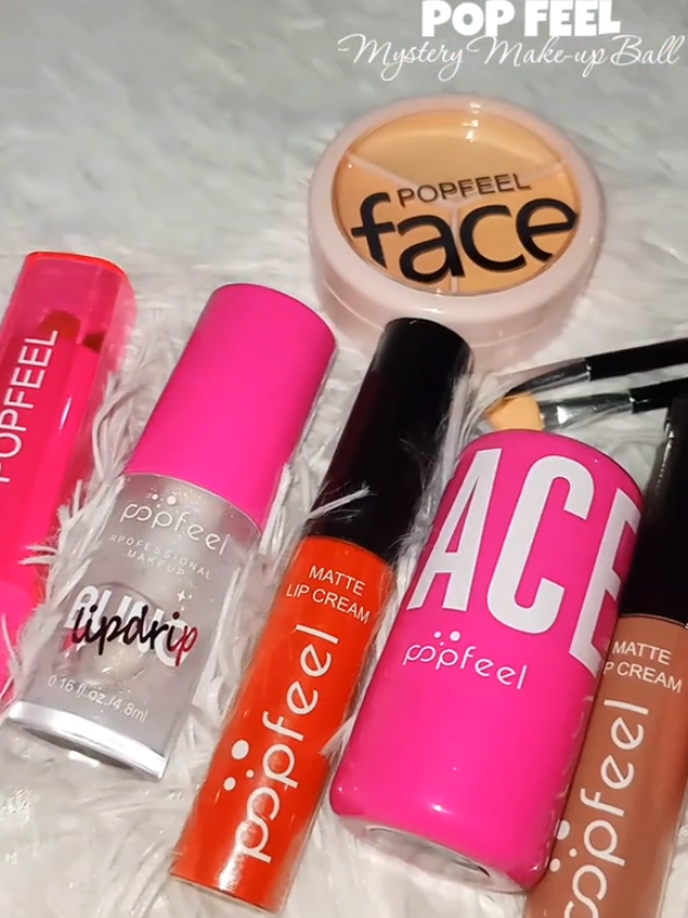 Popfeel mystery box , super pretty and super afdordable pa.  #popfeel #popfeelmakeup #makeup #makeupset #popfeelmysterymakeup #fyp #trending 