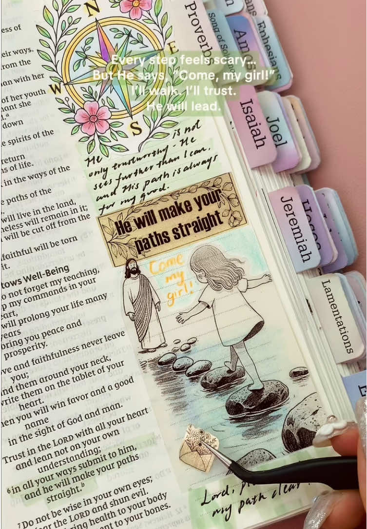 Every step feels scary… But He says, “Come, my girl.” I’ll walk. I’ll trust. He will lead. 📖 Proverbs 3:5–6 #biblejournaling #biblejournal #jesusloveyou #christiangirl #biblestudy #faithtag 