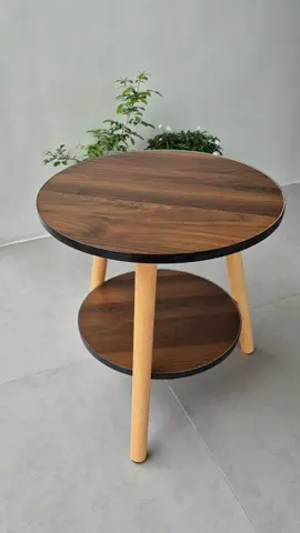 Table Double Laver Small Round Corner Solid Wood Coffee Mini Bedside Table
