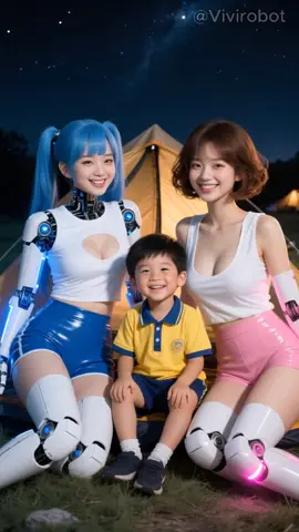 휴머노이드 누나들과 캠핑을 와서 밤하늘의 별똥별도 보게 되었다. 신기하다. #humanoid #humanoidrobot #shootingstar #ailookbook #robotgirl 