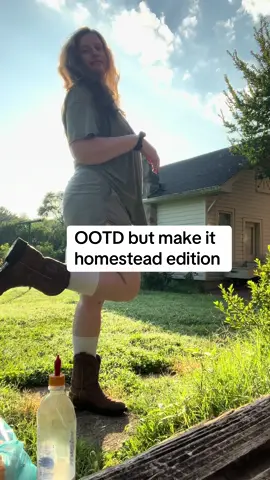fit check 💁‍♀️ Just enough style to wrangle animals and weeds in one go. #baileyhomestead#RealLifeOOTD #OOTD #HomesteadLife #FarmFit #CountryStyle #BootsAndDirt #BaileyHomesteadStyle #OutfitCheck #HomesteadOOTD #ComfyAndCapable #FarmCore #SmallCreator #fyp #foryoupage #goodmorning #footpop 