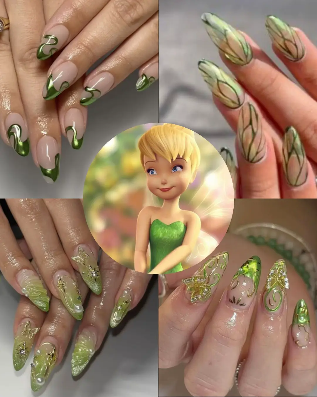 ✩ ✩ ✩ #nails #nail #pinterest #inspiration #fairy #nailart #flowers #season #tinkerbell #disney 