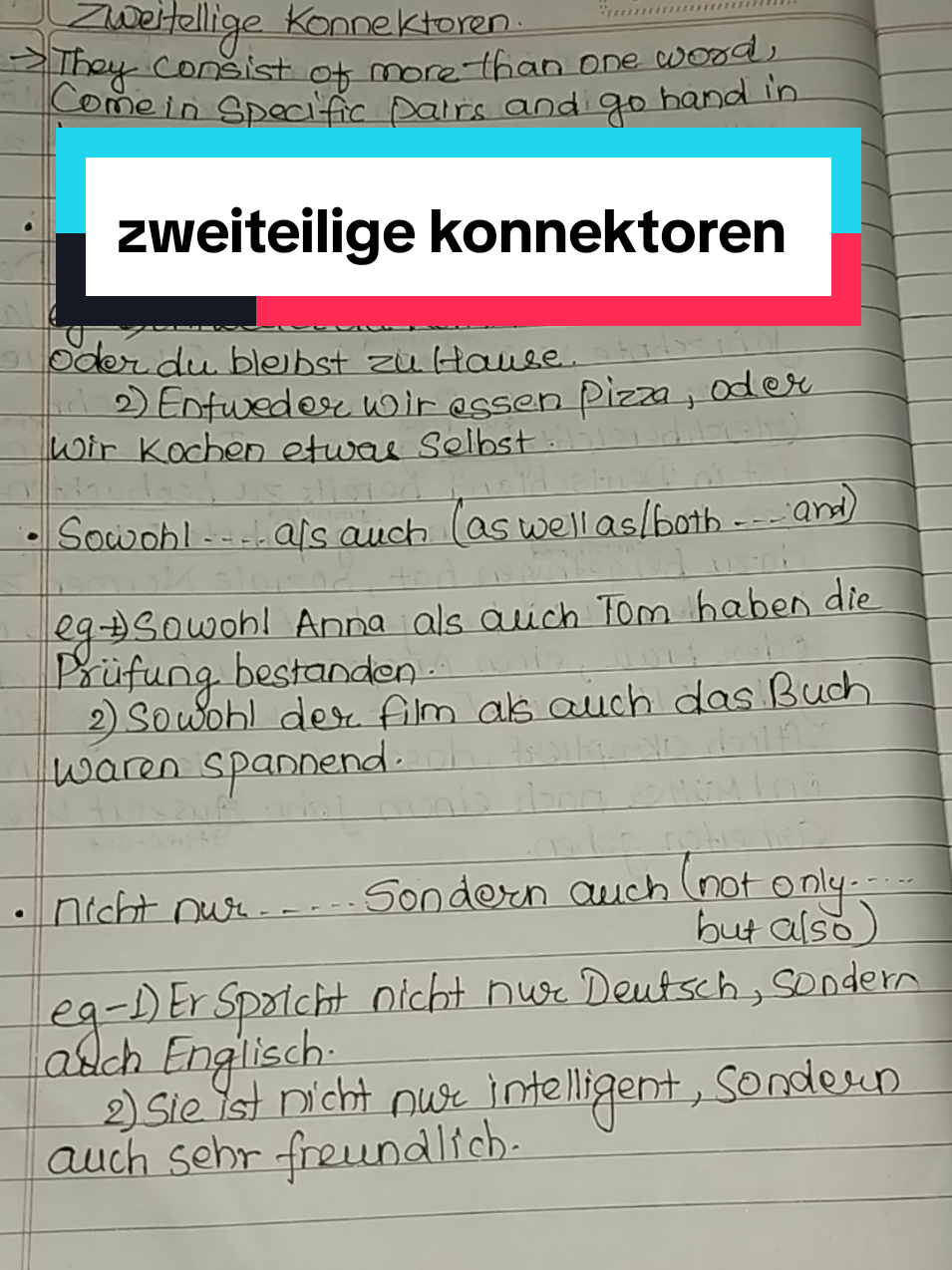 zweiteilige konnektoren 💗#StudyWithMe #LanguageHacks #VocabularyBoost #LearnSmart #b1germanlevel #goetheexampreparation #Deutschlernen #creatorsearchinsights 
