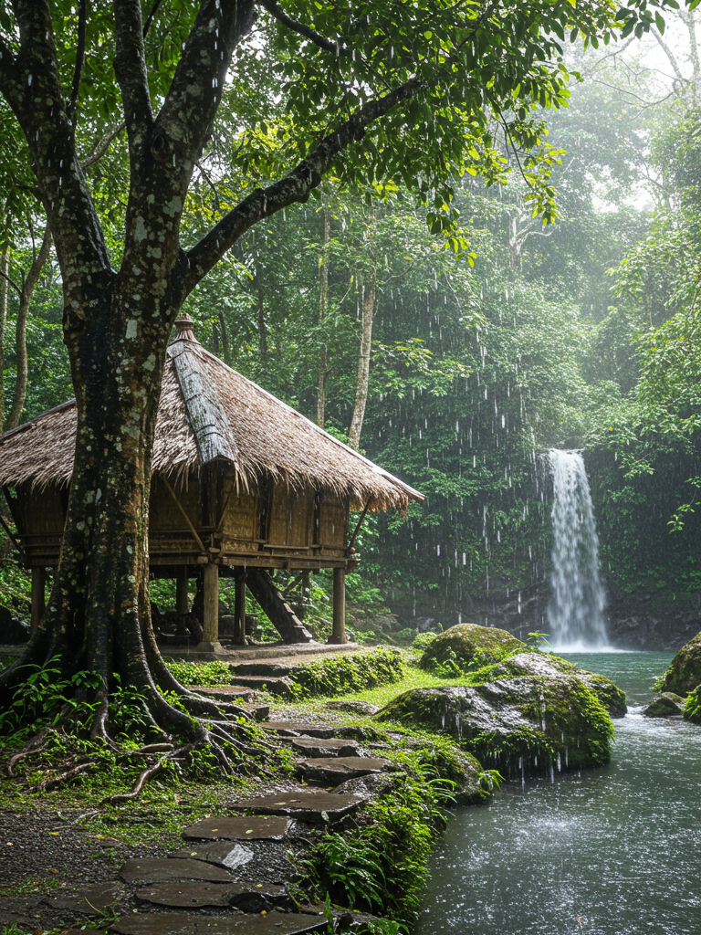 Alam Pedesaan Yang Sejuk Saat Hujan Deras Mengguyur Gubuk Sederhana Pinggir Sungai...#pedesaansunda #pedesaan #suasanapedesaan #suasanakampung #kampunghalaman #kampung #villagelife #rural #explore #nature #relaxing #vibes #rain #viral #fyp