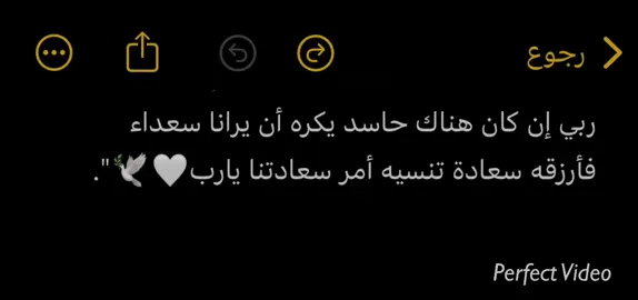 ربي إن كان هناك حاسد يكره أن يرانا سعداء  فأرزقه سعادة تنسيه أمر سعادتنا يارب🤍🕊️