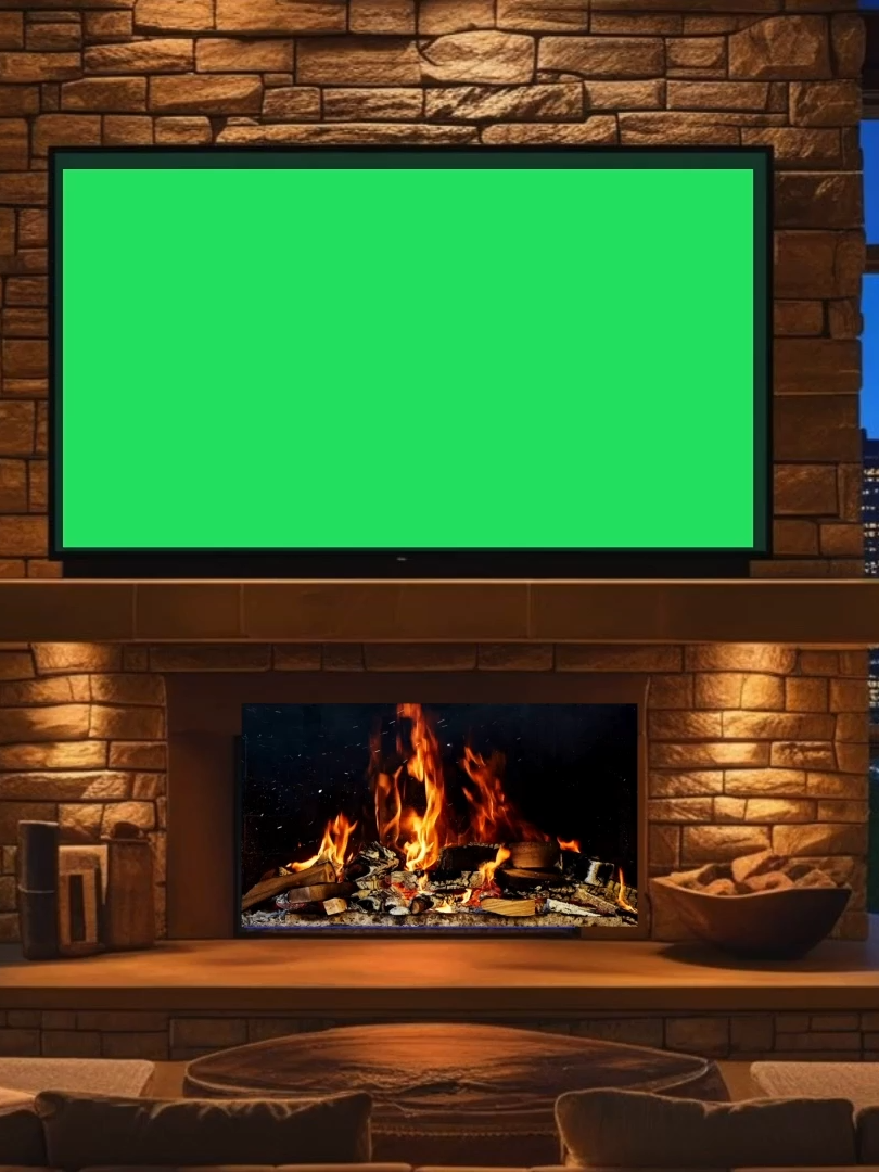 City Living Rooms With Fireplace and Tv Backgrounds Ambience For Video Creators | Green Screen #greenscreenvideo #backgrounds #creators #videomaker #greenscreeneffects #foryou #viral #trending