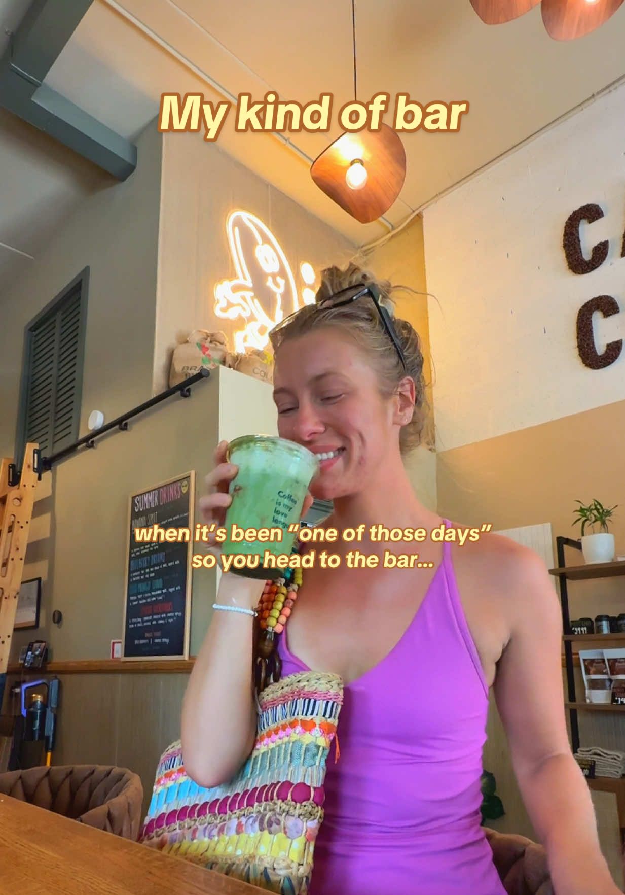 Had a day… so naturally, I hit the bar. (It’s matcha. I hit the matcha bar.) 🍵🫠 @Carew’s Coffeehouse  #relatabletok #matcha #funnytok #tiktokhumor #fypシ