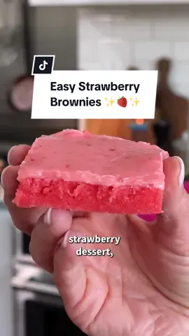 It's strawberry season, so you know what that means! 🍓🍰 Who would have guessed these delicious Strawberry Brownies started from a cake mix?  Continue reading or click the 🔗 in the @allrecipes bio for the full recipe! Ingredients: 1 (15.5 ounce) box strawberry cake mix 1/2 cup unsalted butter, melted  2 large eggs  2 teaspoons vanilla extract, divided 3 strawberries, chopped 1 1/2 cups confectioner's sugar, or more as needed 1/4 teaspoon kosher salt Directions: Preheat the oven to 350 degrees F (180 degrees C). Lightly grease an 11x7-inch baking dish. Mix cake mix, melted butter, eggs, and 1 teaspoon vanilla extract in a bowl until well combined. Spread mixture into an even layer in the prepared baking dish. Bake in the preheated oven until a toothpick comes out clean when inserted into the center, 16 to 18 minutes. Allow brownies to cool in the pan for about 20 minutes. Meanwhile, puree strawberries and remaining teaspoon of vanilla extract in a food processor or with an immersion blender until smooth. Stir strawberry mixture into confectioner’s sugar until smooth, adding extra sugar as necessary to reach the consistency of a glaze. Add salt and stir.  Spread strawberry glaze evenly over the cooled brownies and let stand until completely cooled.  Cut into 12 squares, or refrigerate until ready to serve. 🧑‍🍳: @nicolemcmom #brownies #strawberry #strawberrybrownies #easydesserts #boxmix #quickdesserts #dessertideas #desserts 