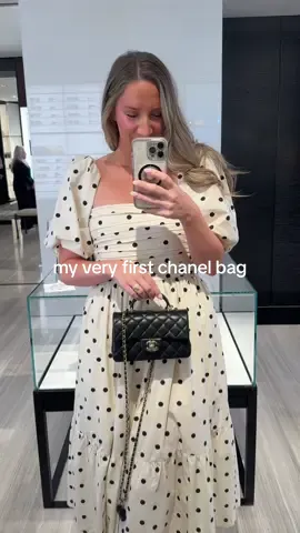 Baby’s first chanel🥹I was on the hunt for this particular bag for almost a year and shes finally mine!! So so excited! #chanelbag #firstchanelbag #designerbag #shopwithme 