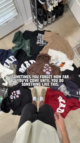 Everything I’ve built so far… and this isn’t even all of it (no accessories). Wild seeing it laid out like this.  - #madmonday #streetwearbrand #smallbrandowner #streetwear #fashion #behindthebrand #StreetFashion #buildyourbrand #OOTD #outfitgrid #brandbuilding #fashioncommunity