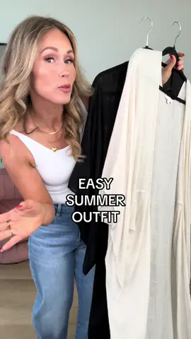 🍋Easy outfit that never fails! Everything is from my shop! // Sienna Kimono, Layering Tank, Journey Jeans, Benton Sandals, Poppy Earrings, Forever Necklace.