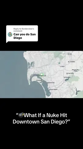 Replying to @Borderview What would happen if a nuclear bomb detonated over downtown San Diego? This simulation shows a dramatic shockwave ripple expanding from ground zero, visualized over a satellite-style map. Watch as the blast spreads in real time. How safe would your area be? 🌍⚠️ #SanDiego #NuclearSimulation #BlastRadius #MapAnimation #WhatIf #DoomsdayPrep #SimulationVideo #ShockwaveEffect #CinematicExplosion #AIAnimation #Geopolitics #UrbanDisaster #DisasterSimulation #dadsupportingdads #ViralEdit #TikTokVFX #ApocalypseScenario#foryou #trending #fyp 