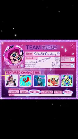 Artfight let’s go! Third year and I will be on team Crystals 🩷  ##artfight2025##artfightteamcrystals##artfight