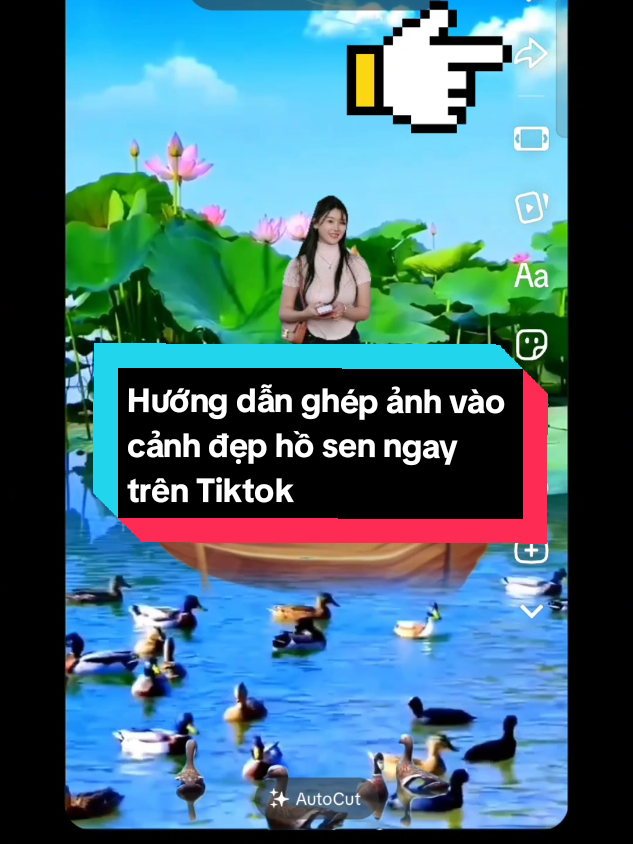 Hướng dẫn ghép ảnh vào cảnh đẹp hồ sen ngay trên Tiktok #xuhuong #bazia.a #tutorial #ghepanh #chinhanhdep #edit #edittiktoks #editvideo #photocollage #foryou 
