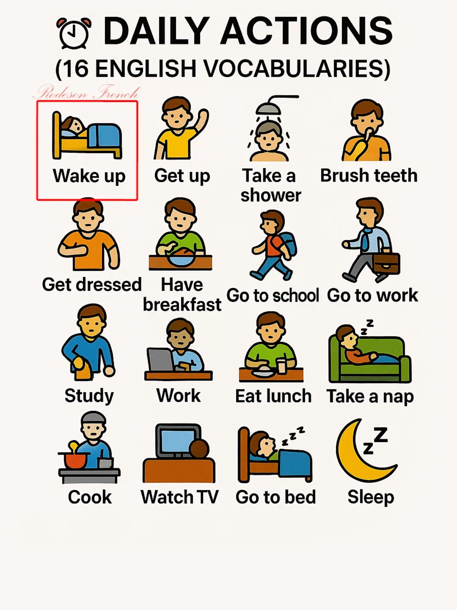 ⏰ Daily Actions  #English #French #learnEnglish #shorts