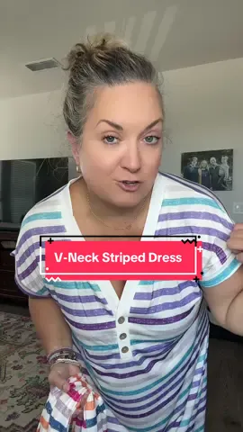V-neck striped dress #dress #vneckdress #stripeddress 