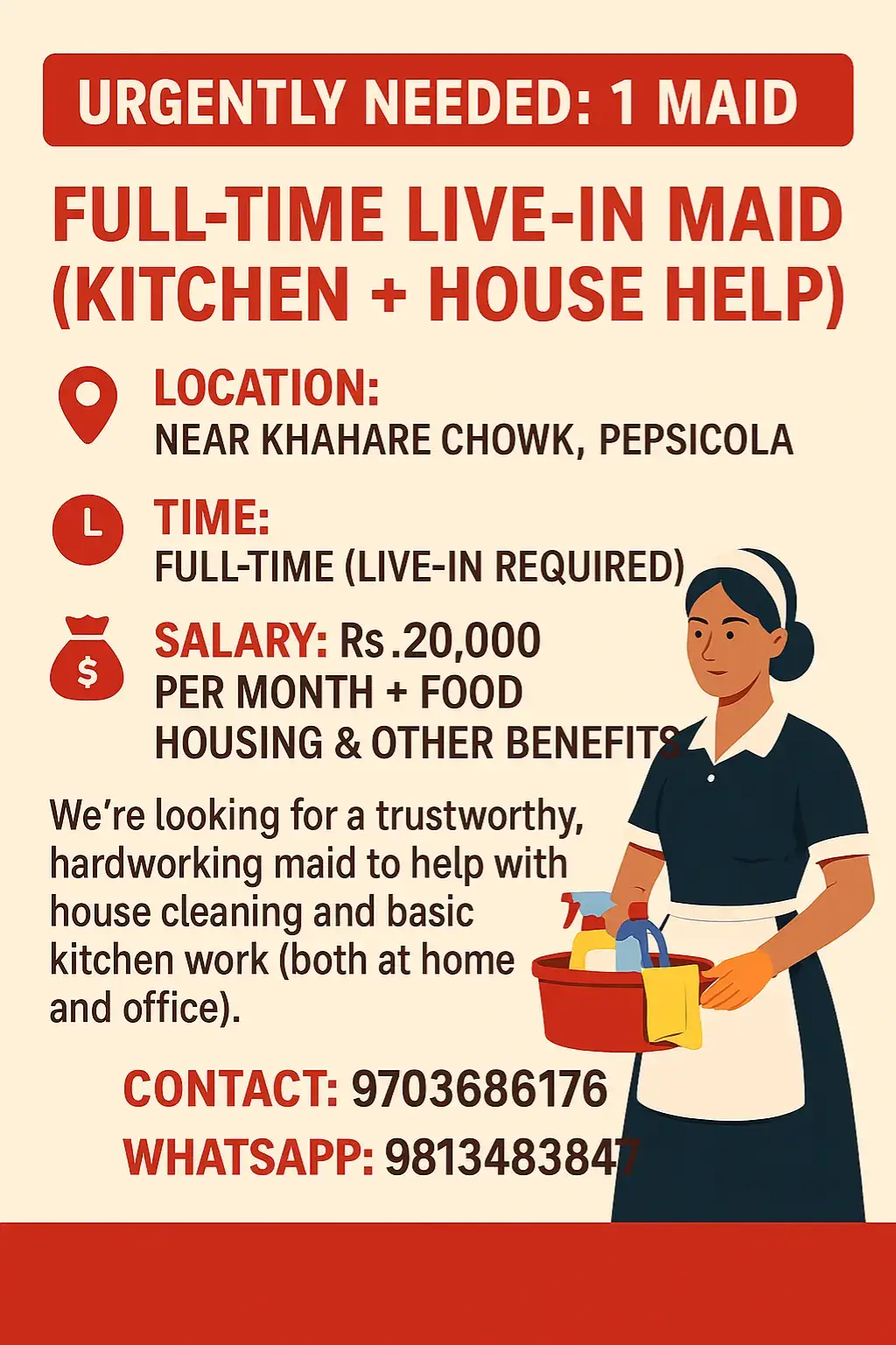 Please message on WhatsApp for more information - Whatsapp 9813483847 👈 call 9703686176 📞 #jobvacancy #jobcenter #jobplacement #vacancy #kathmandu #bhaktapur #lalitpur #all #valley #inside #fypage #urgent #foryou #foryoupage #fyppppppppppppppppppppppp 