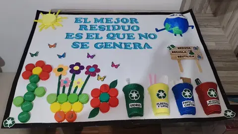 Afiche elaborado con material reciclado. CUIDADO DEL MEDIO AMBIENTE ♻️ #cuidemoselplaneta  #3R #reciclar #Reutilizar #reducir.