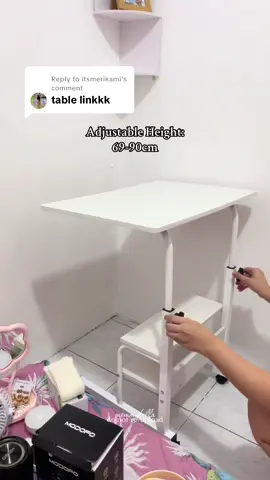 Replying to @itsmerikami white 60*40 69-90cm abang ka nalang sis kung kelan ulit mag ka meron💖 #adjustable #minitable #studytable #workingtable #aesthetic #affiliatemarketing #foryoupage #fyp 