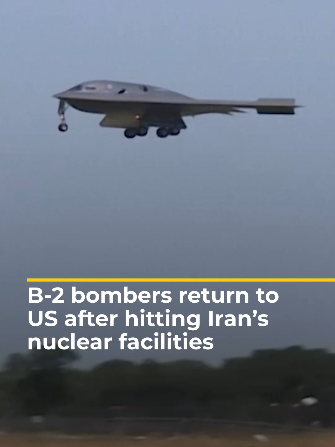 Video shows B-2 stealth bombers returning to an airbase in the US after carrying out military strikes on nuclear facilities in Iran where they dropped 14 so-called ‘bunker buster’ bombs. #news