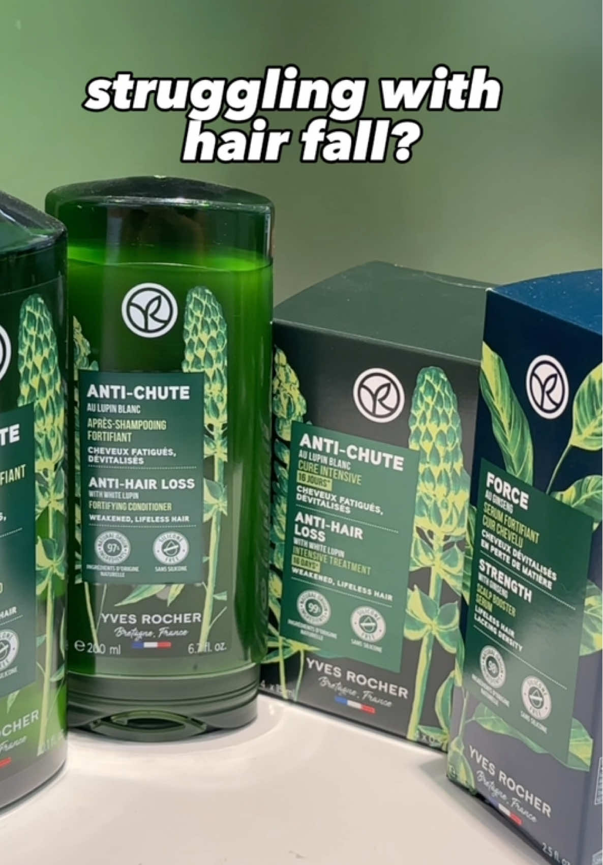 Hair fall? Not on our watch. 💪 Strengthen from the roots and say goodbye to excessive hairfall with Yves Rocher’s Anti Hair Loss range — powered by White Lupin. 🍃 #yvesrocher #haircare #shampoo #treatment #hairtok #beauty #beautytol #SelfCare 
