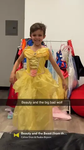 Playing dress up. #dressup #dresstoimpress #princess #princessbelle #bigbadwolf #boy #boys #boymom #kidsontiktok #girlmom #girl 