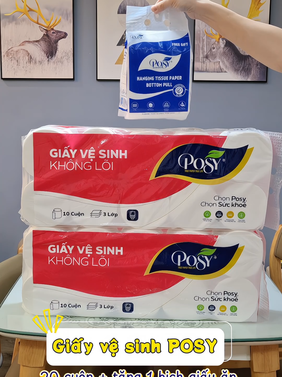 2 bịch giấy vệ sinh Posy tặng 1 bịch giấy ăn dạng rút mà có 93k nè mn #xuhuong #giayvesinh #giayvesinhposy #dogiadungtienich #lanhlanhreview 