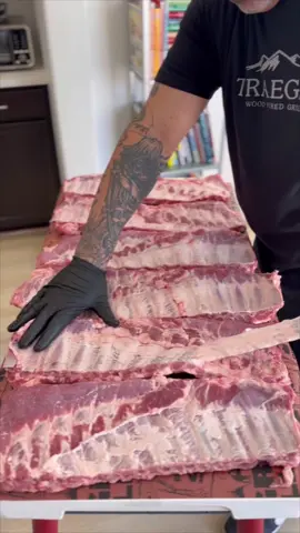 How to prep a St Louis Style Rib  . . #kendrickbbq #butcher #ribs #bbqribs #stlouis #stlouisribs 