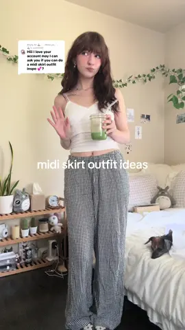 Replying to @⛸️₊˚⊹ Hime.yu₊˚⊹⛸️ twelve midi skirt outfit ideas! using multiple styles & colors 🌟 a lot of these are summer outfits, but i tried to include some autumn outfits as well 🌱 #midiskirt #maxiskirt #outfitideas #outfitinspo #pinterestoutfit #jfashion #matcha #academia #floral #summeroutfits #fashion #shoujo #ghibli #clairo 