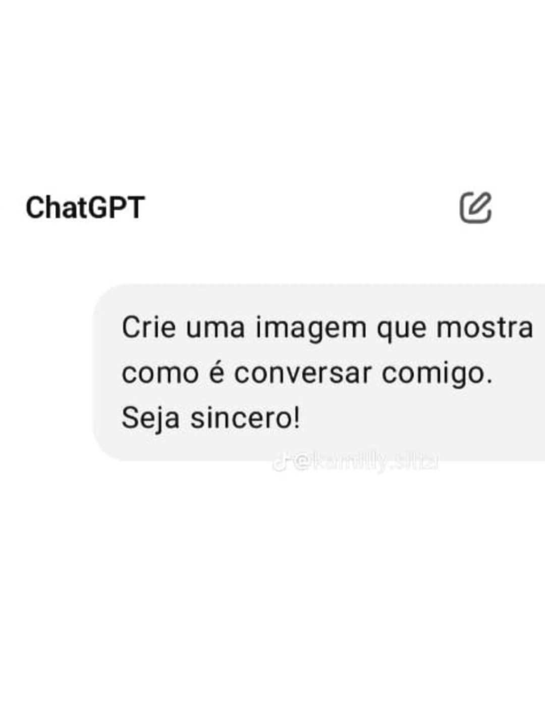 Pedi para o chatGPT, criar uma imagem, de como ele se sente falando comigo, to achando que nós dois nos tornamos bons amigos🤭👀 Quer acompanhar por mais publicações assim? Aproveite para nos seguir nas nossas outras redes sociais! ⭐SITE: www.facinafoods.com.br ⭐INSTAGRAM: https://www.instagram.com/facinafoods/ ⭐TIKTOK: https://www.tiktok.com/@facina_foods ⭐YOUTUBE: https://www.youtube.com/@FacinaFoods/videos Quer garantir o seu doce mais barato? Conheça já o nosso site, ou peça diretamente no nosso WhatsApp! ☎️: (14) 99655-2802 #creatorsearchinsights #facinafoods #foryoupagee #foryoupage #ideiascriativas #viralreels #foryou #foryoupage❤️❤️ #foryoupagereels #guloseimas #chat #chatgpt